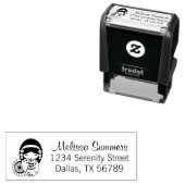 着物日本の着の傘の女の子 セルフインキングスタンプ (インサイチュ)