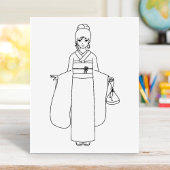 着物日本の着の女の子カラーページ ラバースタンプ