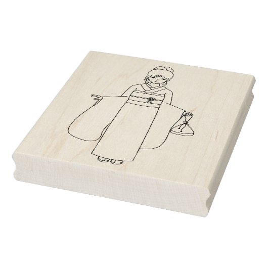 着物日本の着の女の子カラーページ ラバースタンプ (スタンプ)