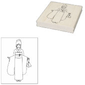 着物日本の着の女の子カラーページ ラバースタンプ (押印)