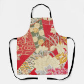 着物日本の織物、花柄 エプロン (正面)