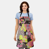 着物日本の織物、花柄 エプロン (着用した状態)