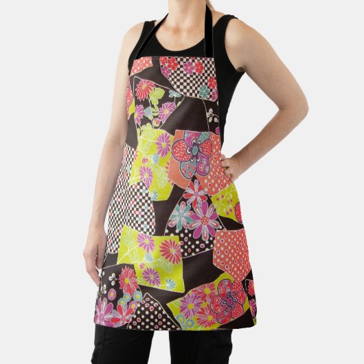 着物日本の織物、花柄 エプロン (インサイチュ)