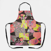 着物日本の織物、花柄 エプロン (正面)