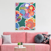 着物日本の織物、花柄 キャンバスプリント (インサイチュ (リビング))