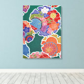 着物日本の織物、花柄 キャンバスプリント (インサイチュ (ウッドフロア))