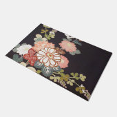 着物日本の織物、花柄 ドアマット (アングル)