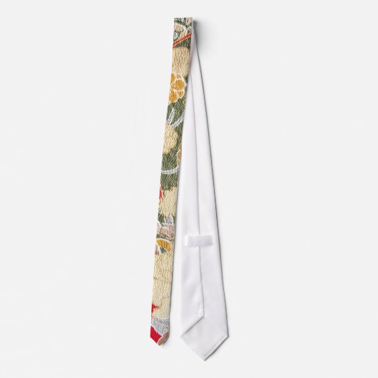 着物日本の織物、花柄 ネクタイ (裏面)