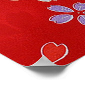 着物日本の織物、花柄 ポスター (角)