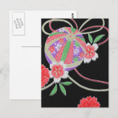 着物日本の織物、花柄 ポストカード (正面/裏面)
