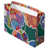 着物日本の織物、花柄 ラージペーパーバッグ (裏面アングル)