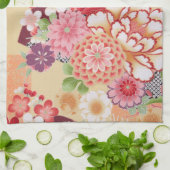 着物日本の織物、花 キッチンタオル (折り畳み)