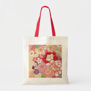 着物日本の織物、花 トートバッグ