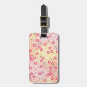 着物日本の織、さくらんぼ花柄 ラゲッジタグ (正面縦)