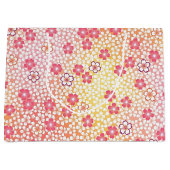 着物日本の織、さくらんぼ花柄 ラージペーパーバッグ (正面)