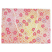 着物日本の織、さくらんぼ花柄 ラージペーパーバッグ (裏面)