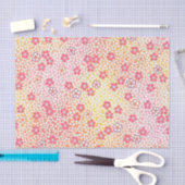 着物日本の織、さくらんぼ花柄 薄葉紙 (クラフト)