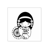 着物日本の色の傘の芸者の女の子 ラバースタンプ (インプリント)