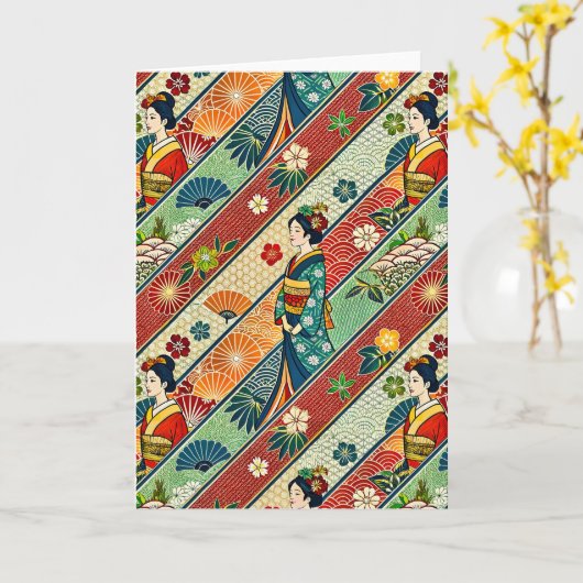 着物日本の カード (黄色い花)