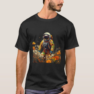 着用宇宙スーツ花spacemanアイディアCr Tシャツ