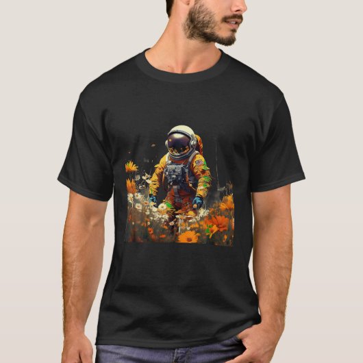 着用宇宙スーツ花spacemanアイディアCr Tシャツ (正面)