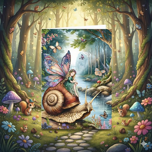 着色かわいらしページ付きフェアリーの土地誕生日カード カード