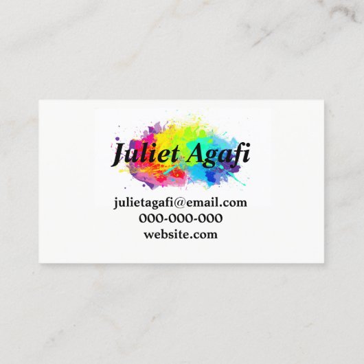 着色されたしみが付いているカラフルな名刺 名刺 (裏面)