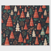 着色されたクリスマスツリー ラッピングペーパー (フラット)