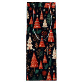 着色されたクリスマスツリー ワインギフトバッグ (正面)