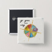 着色されたコンパスとのあなた自身の方法引用文は行きます 缶バッジ (正面&裏面)