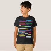 着色されたストライプな子供の黒いTシャツ Tシャツ (正面フル)