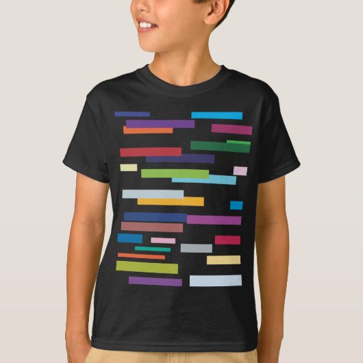 着色されたストライプな子供の黒いTシャツ Tシャツ (正面)