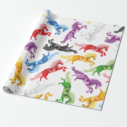 着色されたパターン跳躍の馬 ラッピングペーパー (アンロールド)