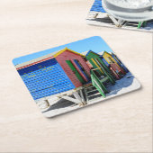 着色されたビーチ小屋 スクエアペーパーコースター (アングル)