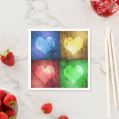 着色されたモダンでグランジなハート スタンダードカクテルナプキン (インサイチュ)