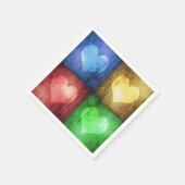 着色されたモダンでグランジなハート スタンダードカクテルナプキン (角)