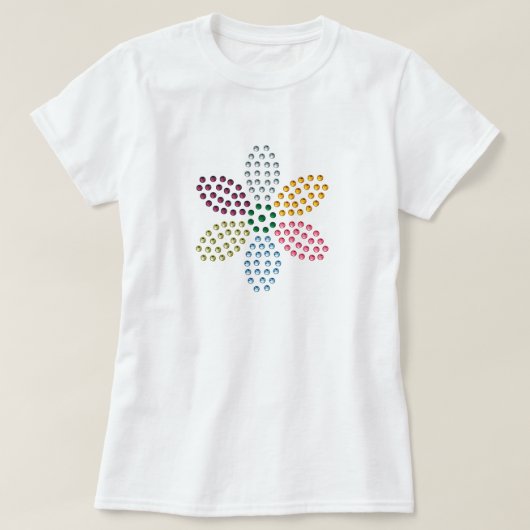 着色されたラインストーンの花のTシャツ Tシャツ (デザイン正面)