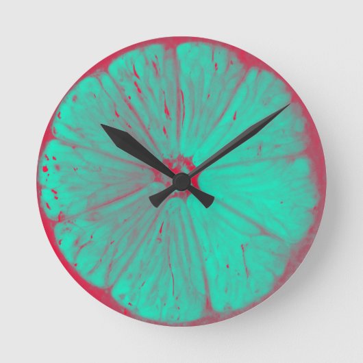 着色されたレモン ラウンド壁時計 (正面)