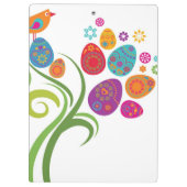 着色された卵および花が付いているイースター木 クリップボード (裏面)