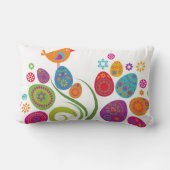 着色された卵および花が付いているイースター木 ランバークッション (裏面)