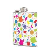 着色された台所物が付いているパターン フラスク (左)