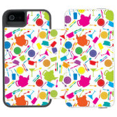 着色された台所物が付いているパターン INCIPIO iPhoneウォレットケース (フォリオ Open)