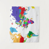 着色された政治世界地図 タペストリー (正面)