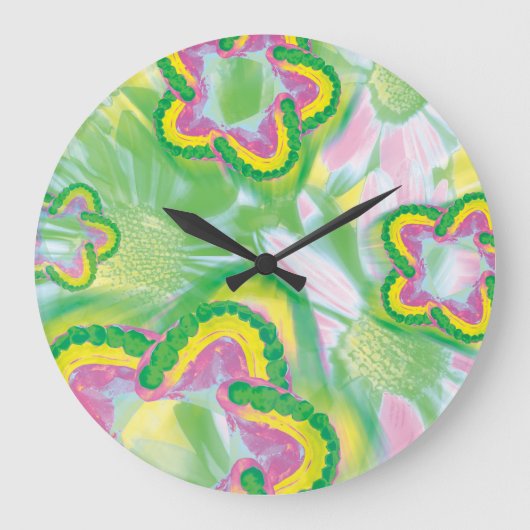 着色された歯のモデル花の歯科医の柱時計 ラージ壁時計 (正面)