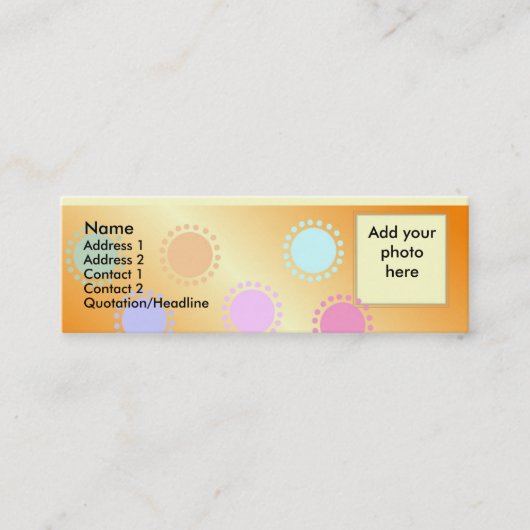 着色された点の細い写真のプロフィールカード スキニー名刺 (正面)