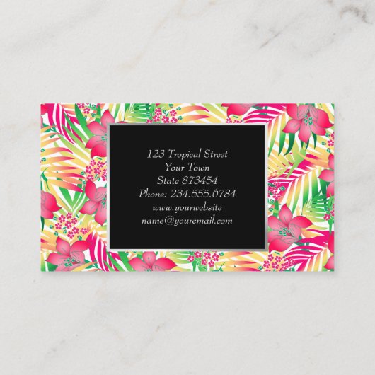 着色された熱帯性花 名刺 (裏面)