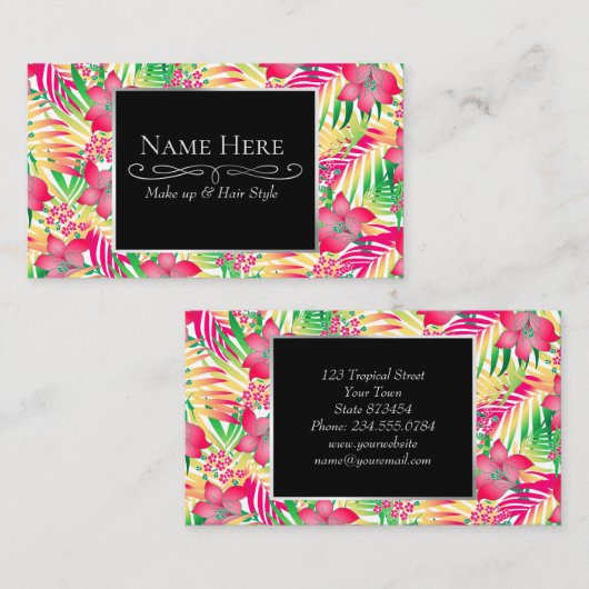 着色された熱帯性花 名刺 (正面/裏面)