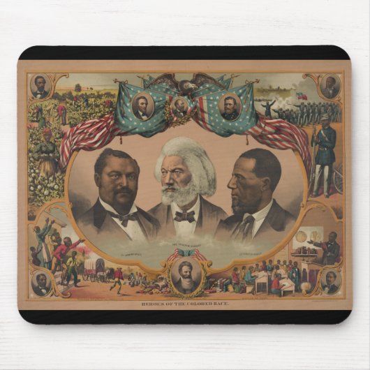 着色された競争1881年のFrederickの英雄Douglass マウスパッド (正面)
