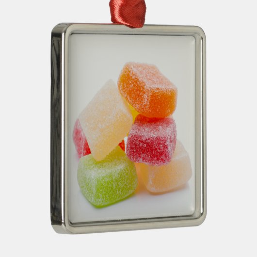 着色された粘着性の正方形の菓子 メタルオーナメント (右)