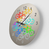 着色された自転車 ラージ壁時計 (傾斜)
